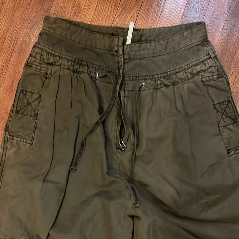 Free people wide leg utility cargo pants green size 0